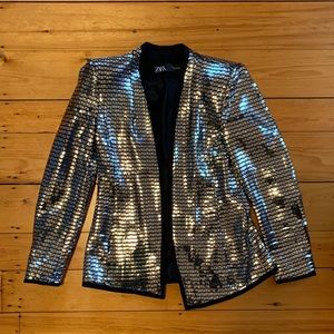 Zara shiny glam blazer NWOT